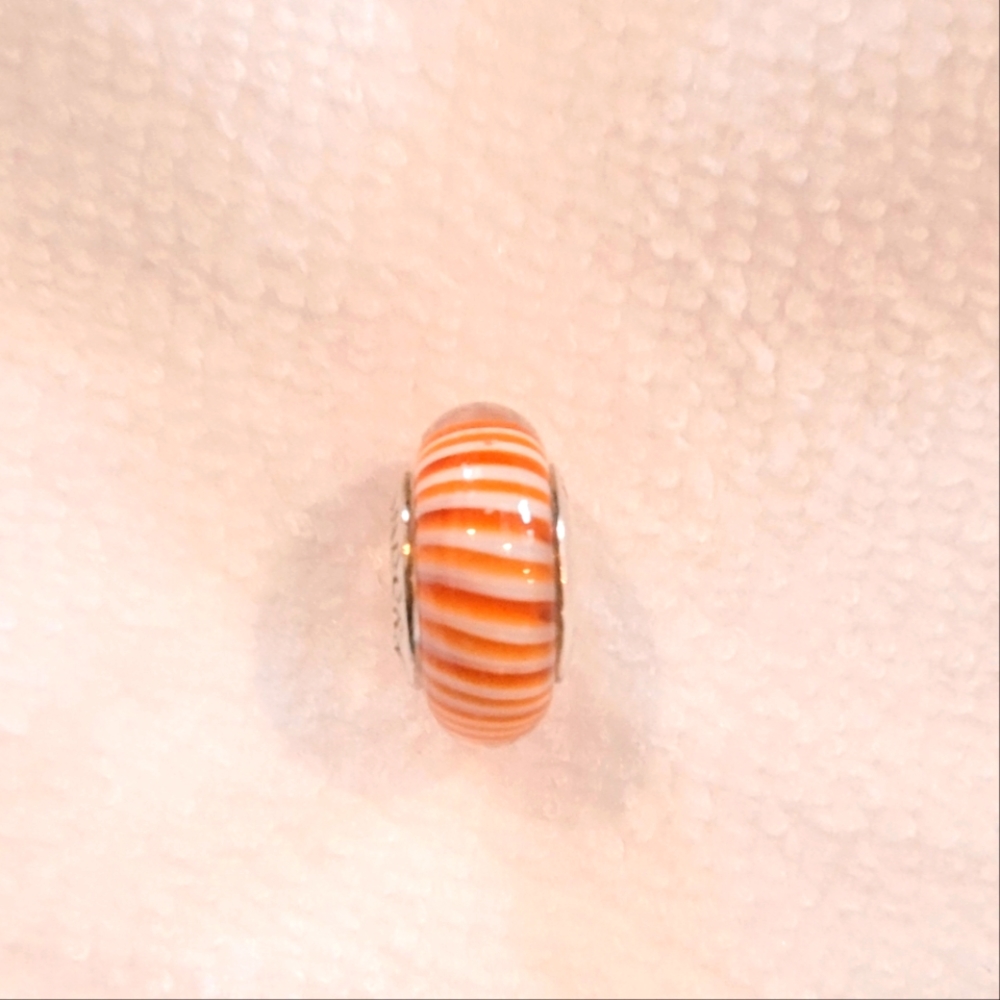 Pandora Murano Glass Orange Stripe Charm